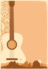Concert guitar poster music festival on ola paper.