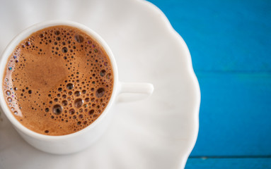 greek coffe on a blue table