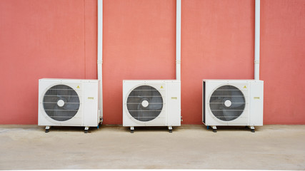 Air conditioner on floor, outdoors