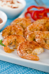 Paprika Prawn Satay - BBQ prawns on a skewer dusted with smoked paprika.
