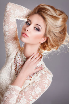 Beauty blonde woman fashion girl jewelry model