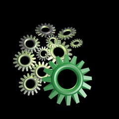 background consisting of gears and arrows.the concept of motion.3D graphics