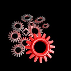 background consisting of gears and arrows.the concept of motion.3D graphics