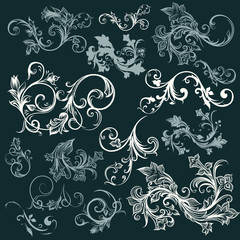 Vector set of swirl vintage ornaments for design