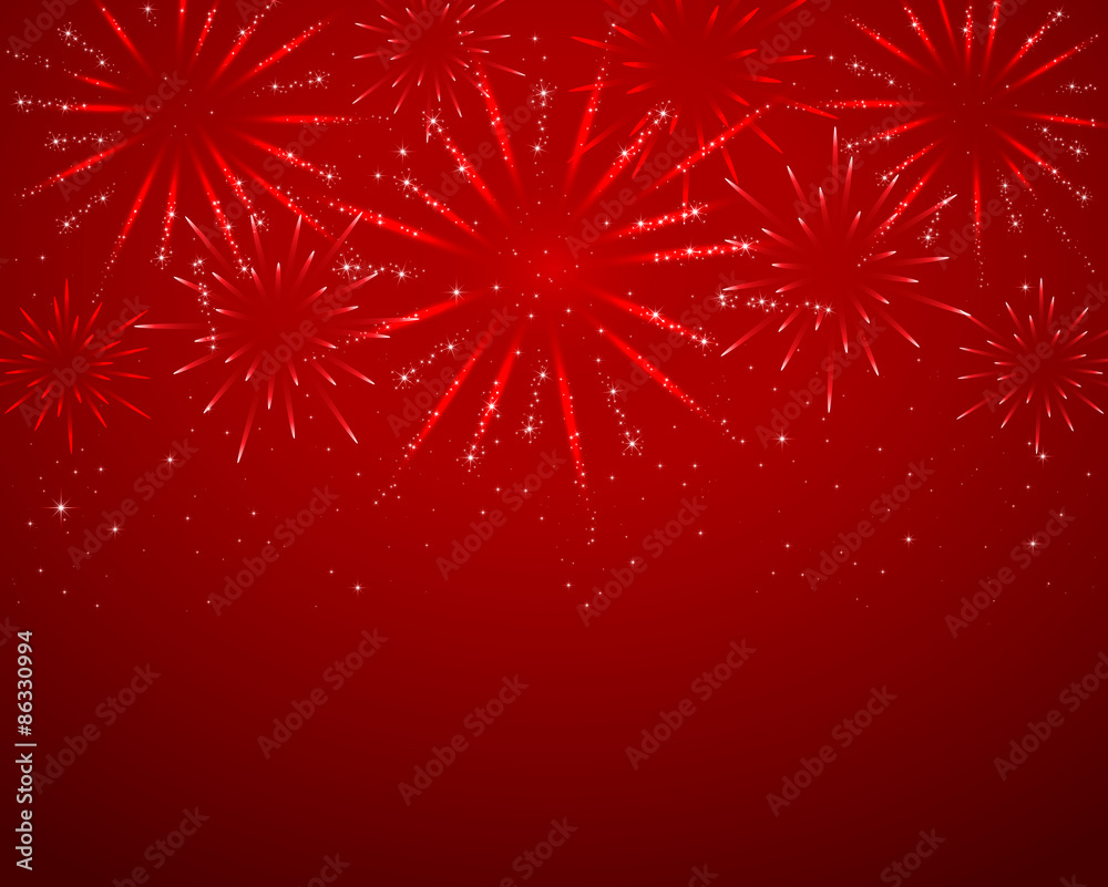 Wall mural Red sparkle fireworks