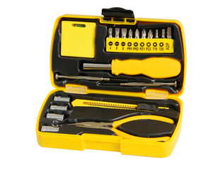 Set of tools on white background