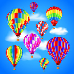 Naklejka premium Hot air balloons in the sky vector background