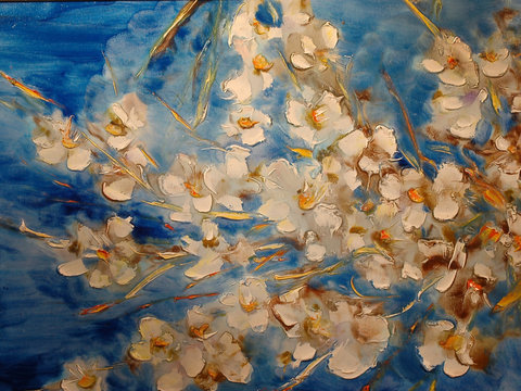 Apple tree blossoms, Oil on canvas