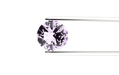 Round shape gemstone  in the tweezers. Jewelry background