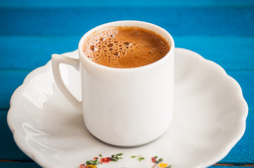 greek coffee on blue table