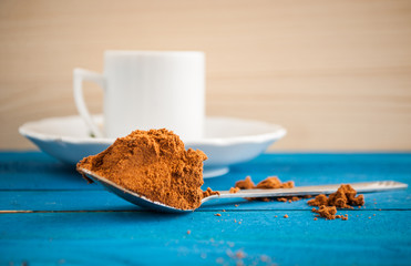 greek coffee on blue table