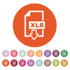 The XLS icon. File format symbol. Flat