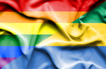 Waving flag of Gabon and Pride