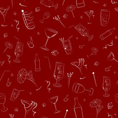 Seamless pattern of items associated with alcohol