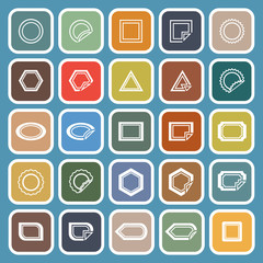 Label line flat icons on blue background