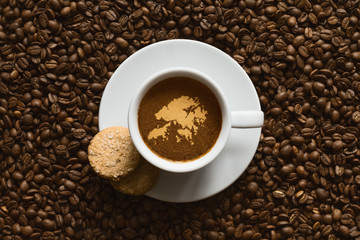 Still life - coffee with map of Hong Kong