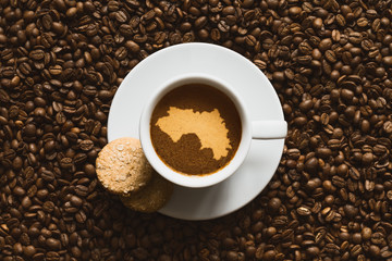 Still life - coffee with map of Guinea