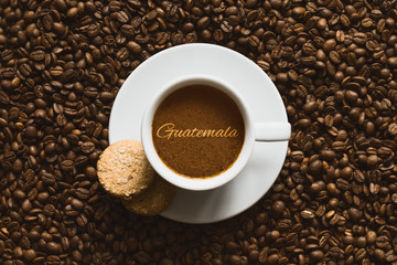 Still life - coffee wtih text Guatemala