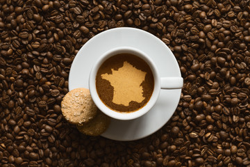 Still life - coffee with map of France