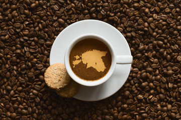 Still life - coffee with map of Estonia