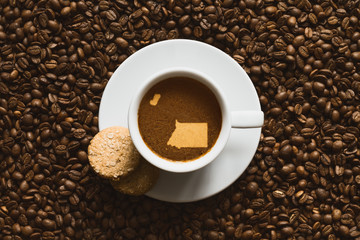 Still life - coffee with map of Equatorial Guinea