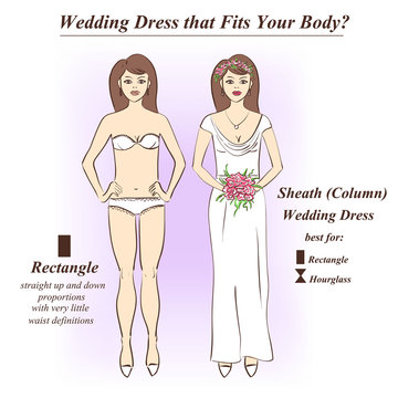 Woman in underwear and Sheath wedding dress.