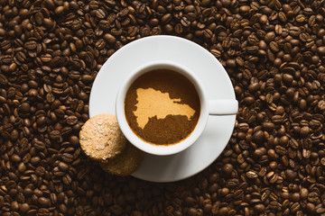 Still life - coffee with map of Dominican Republic