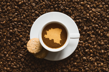 Still life - coffee with map of Democratic Republic of the Congo
