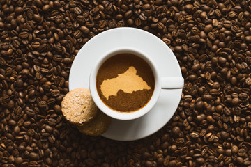 Still life - coffee with map of Central African Republic