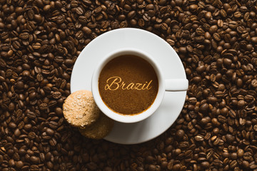 Still life - coffee wtih text Brazil