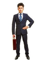 Front view of manager with briefcase