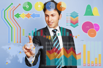 Business man doing planning with infographic
