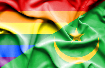 Waving flag of Mauritania and Pride