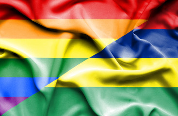 Waving flag of Mauritius and Pride