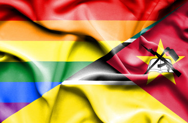 Waving flag of Mozambique and Pride