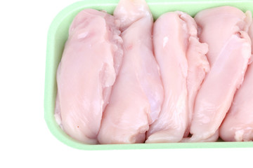Uncooked chicken breast fillet in package