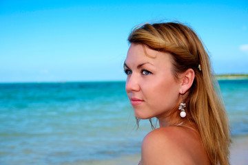 Woman on tropical beach