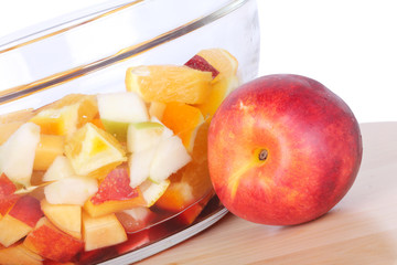Fruits for sangria in glass bowl