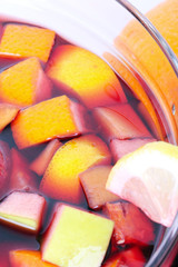 Ready sangria in glass bowl