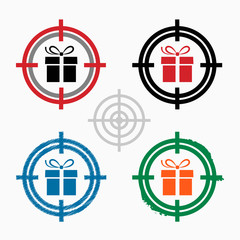 Obraz premium Gift box on target icons background