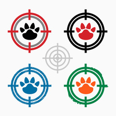 Paw on target icons background