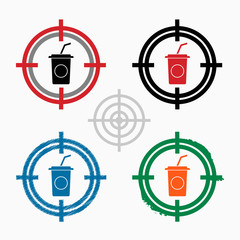 Soft drink icon on target icons background