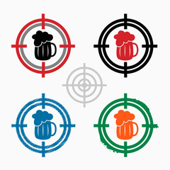 Beer mug icon on target icons background