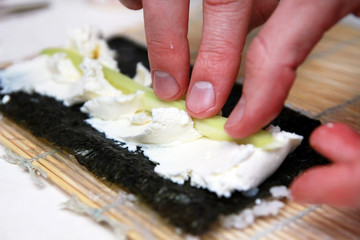 Cooking sushi roll