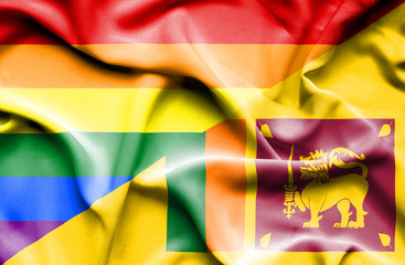 Waving flag of Sri Lanka and Pride