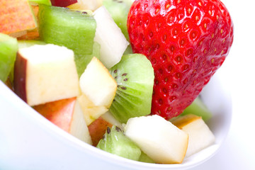 Fruit salad in white plate