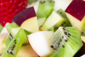 Fruit salad in white plate