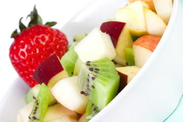 Fruit salad in white plate