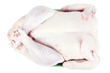 Uncooked chicken on white
