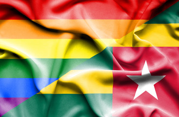 Waving flag of Togo and Pride